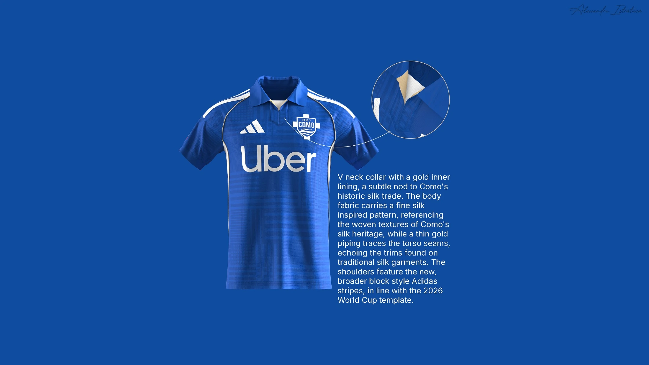 Blue home-shirt collar and textile-pattern details