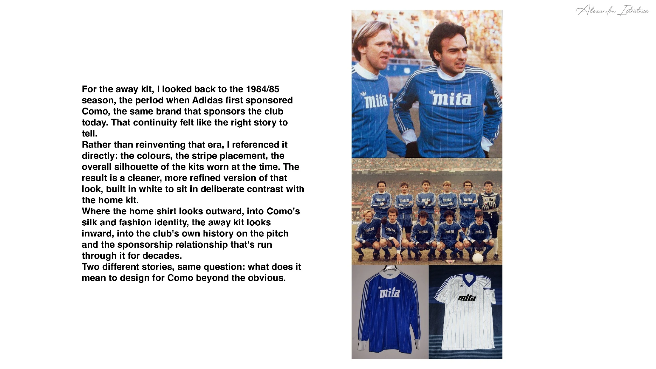 Archival Como shirt references informing the away design