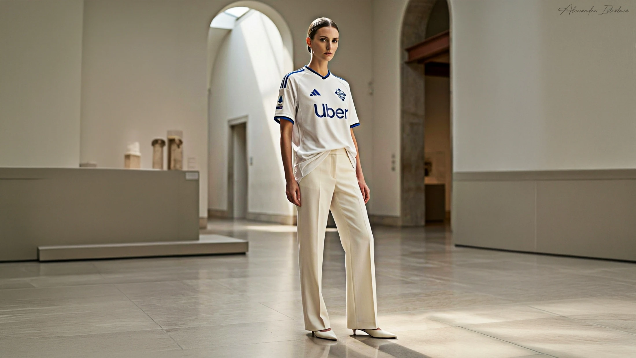 Away-shirt lifestyle mockup in an architectural interior