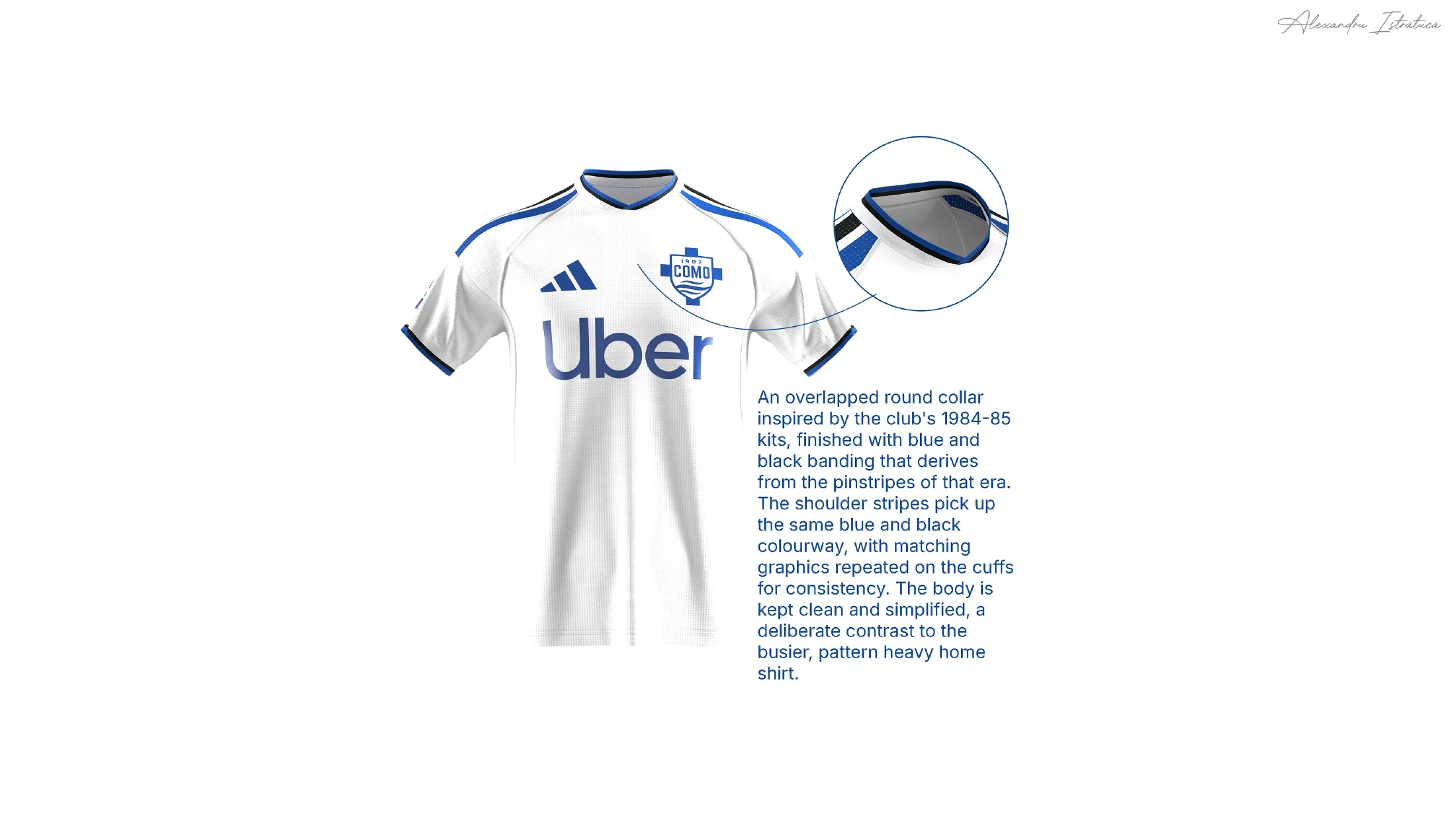 White away-shirt collar, trim and surface-detail board