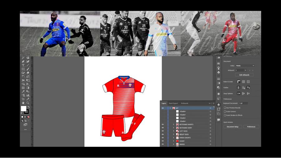 Kit artwork development alongside first-team imagery