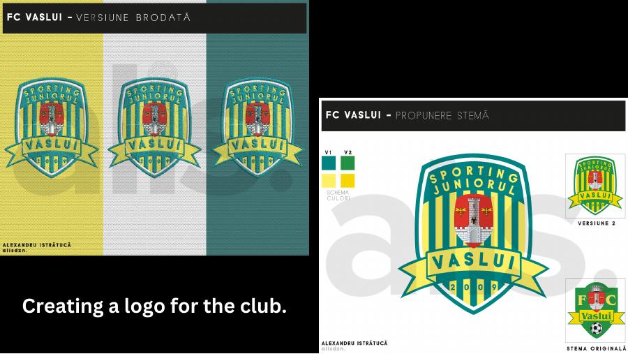 Sporting Juniorul Vaslui crest proposal and colour variations