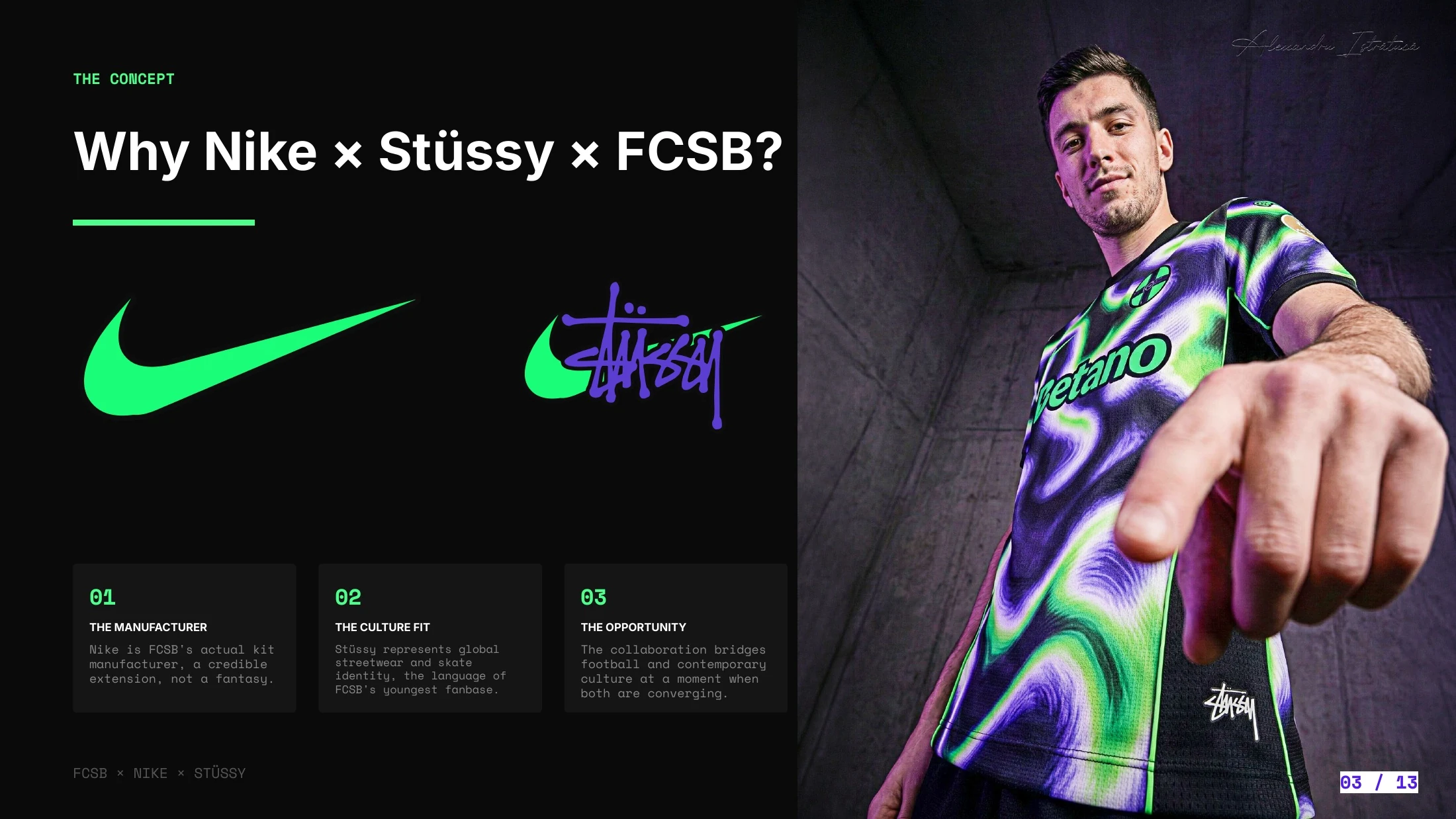 Concept board bringing FCSB, Nike and Stüssy together