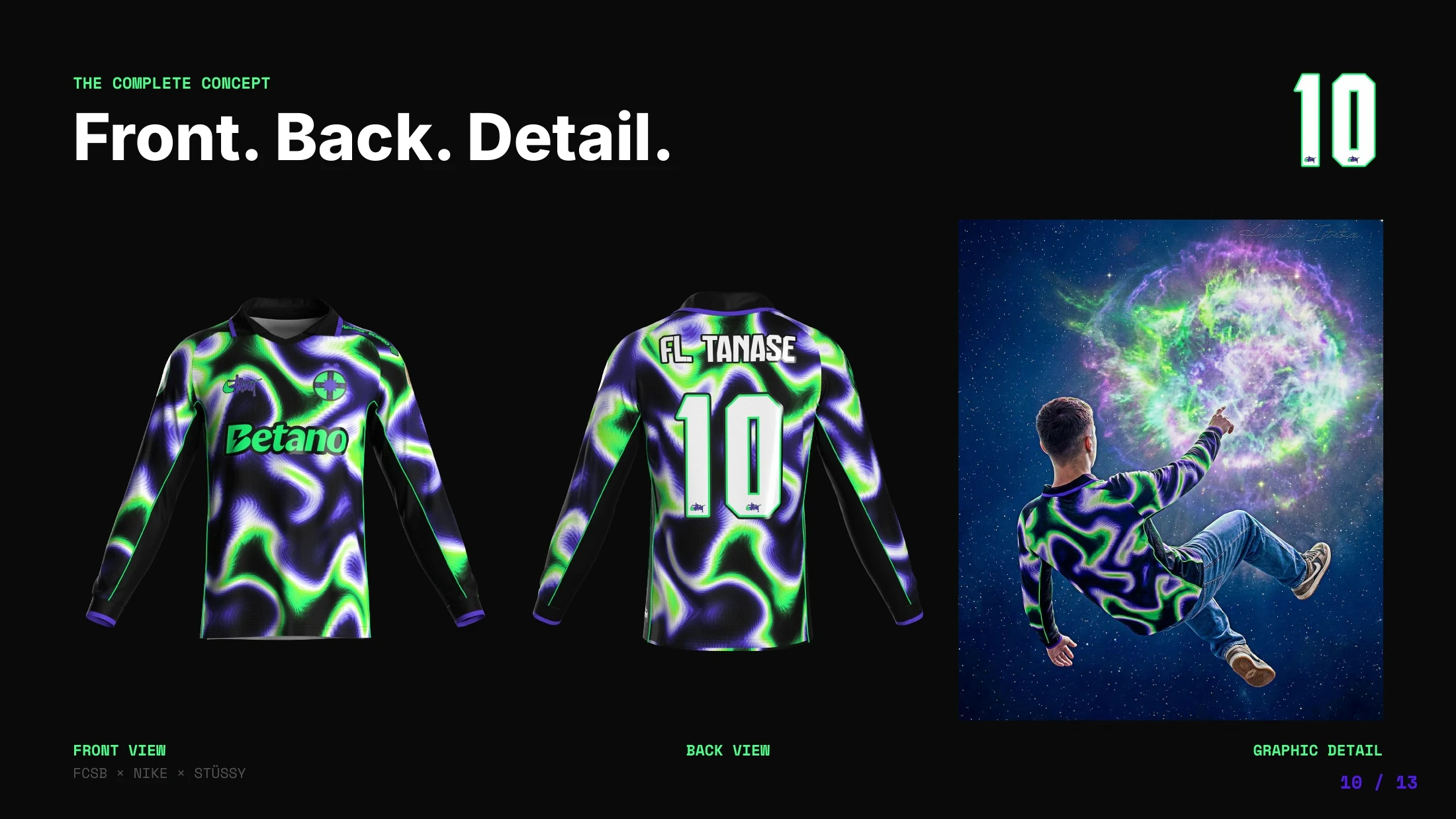 Front and back shirt views with coordinated player nameset