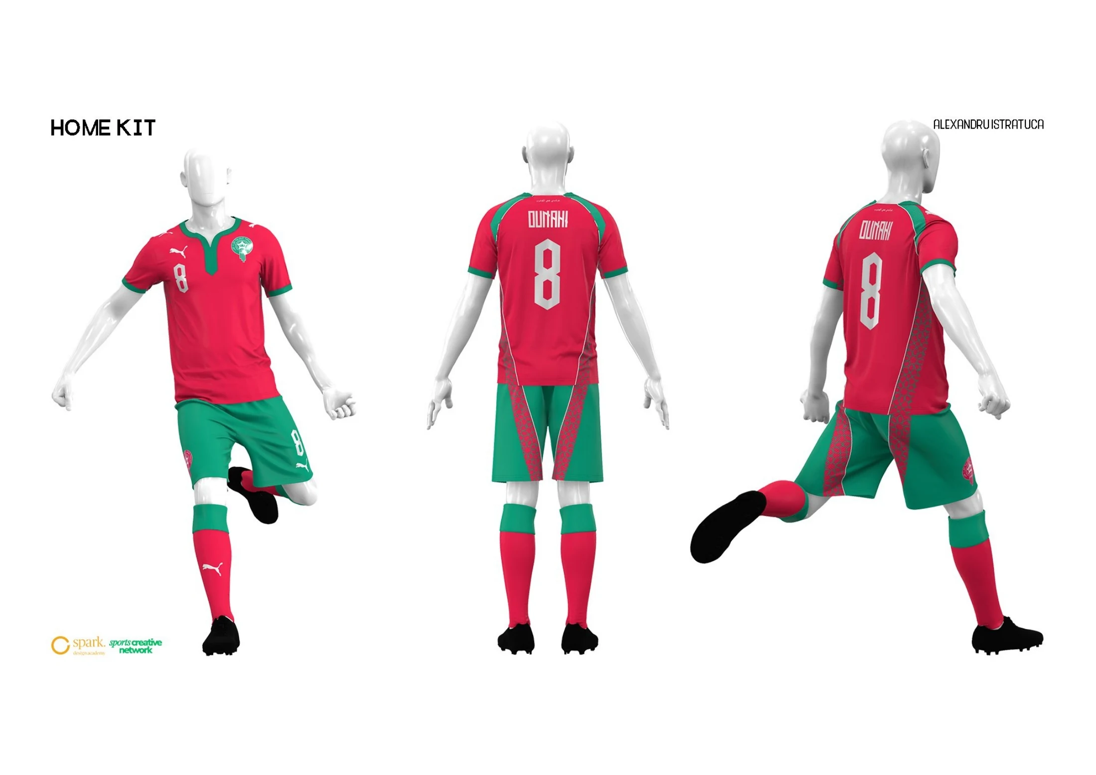 Red home kit shown from front, side and back