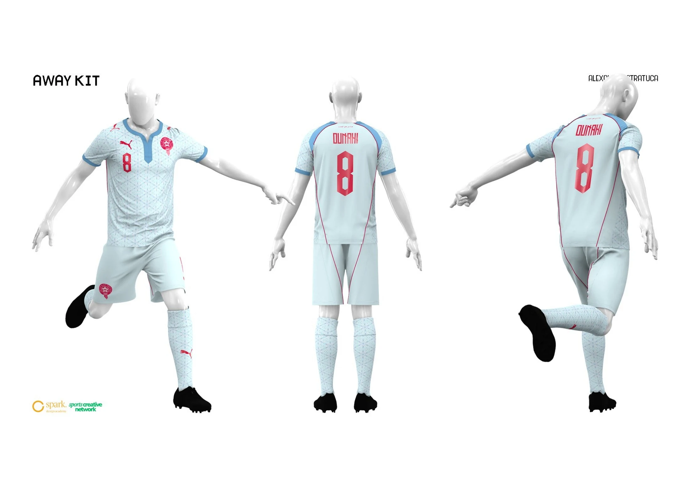 Pale-blue away kit in multiple poses