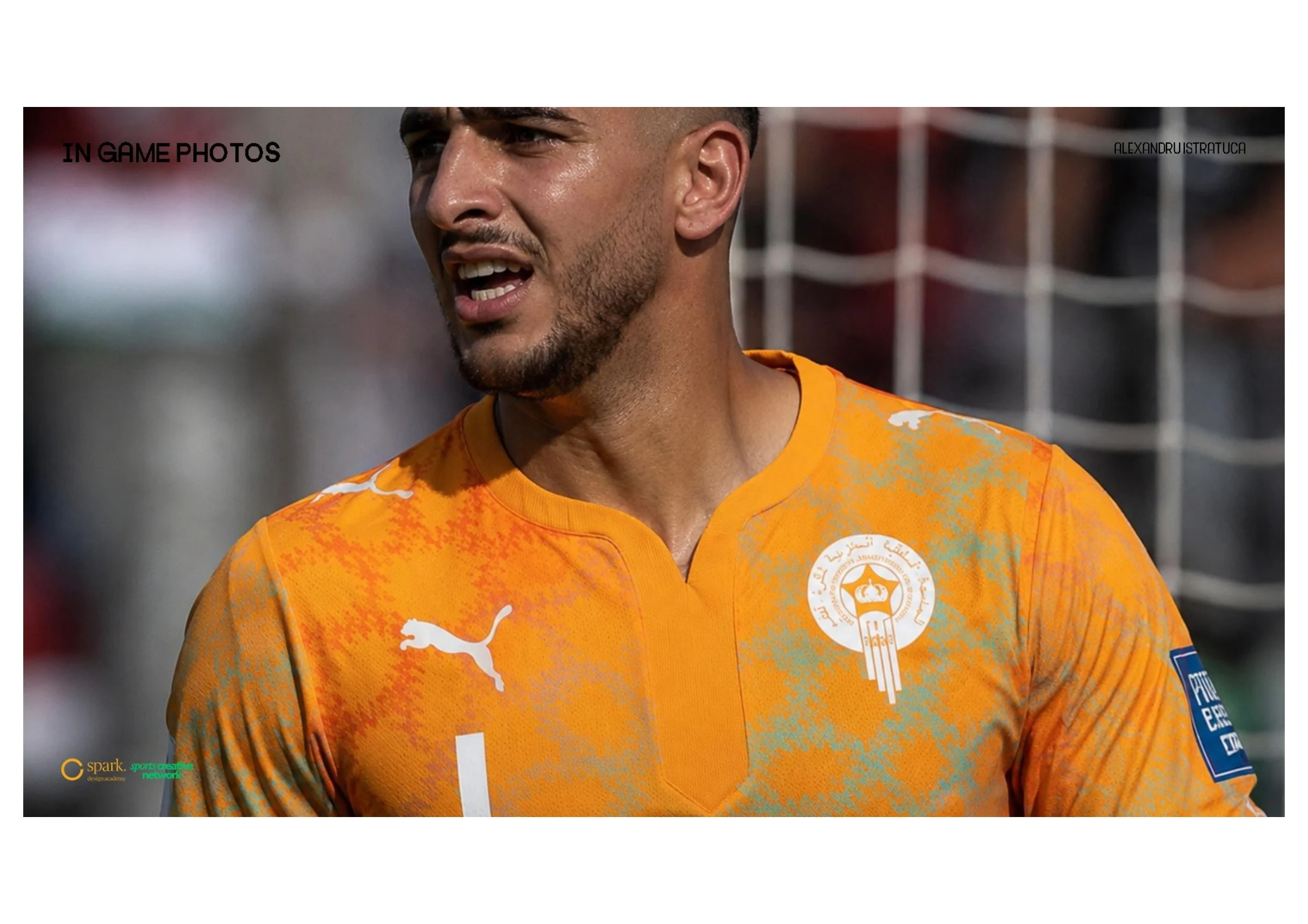 Player mockup of the orange goalkeeper shirt