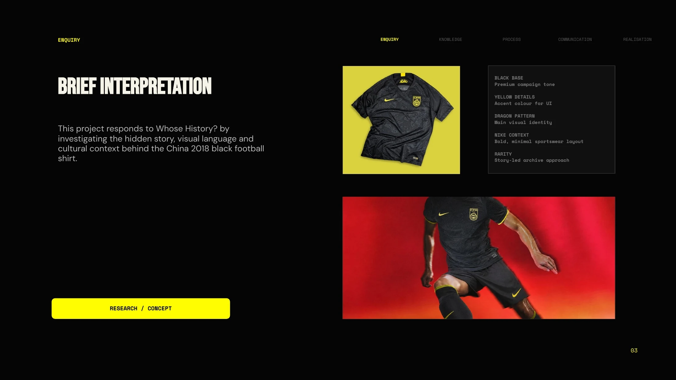 Interpretation of the Whose History brief using the China black shirt