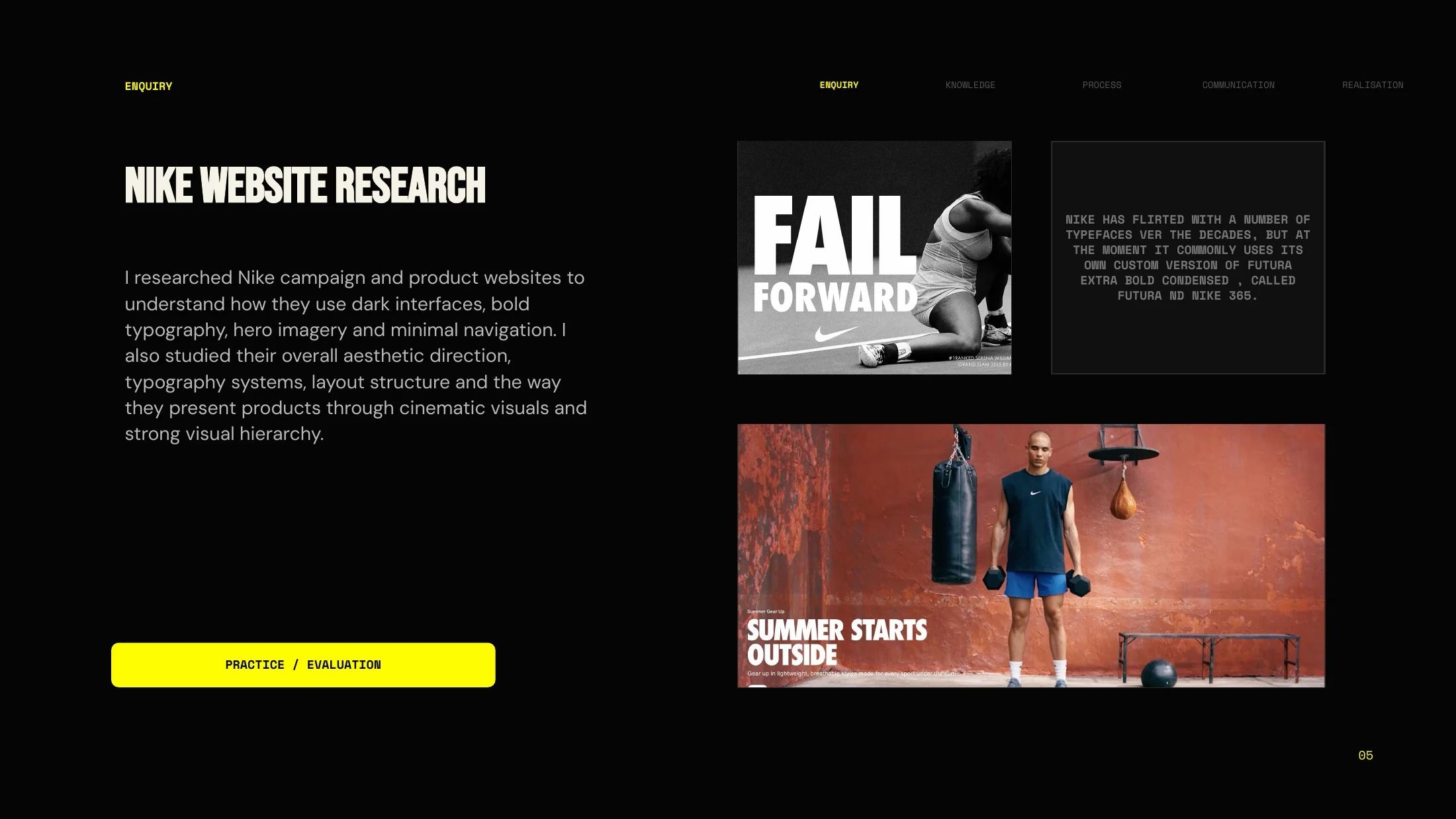 Nike website layout and campaign research