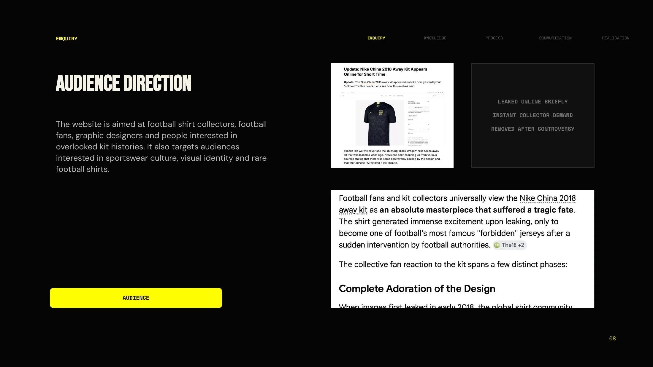 Audience definition and football-shirt collector references