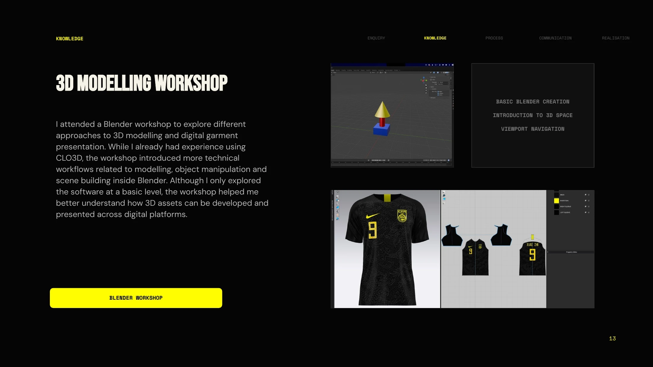 3D modelling workshop and garment-development views