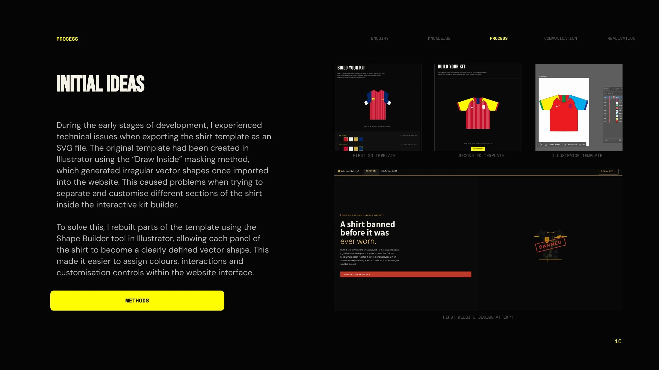 Early website and shirt-builder concepts